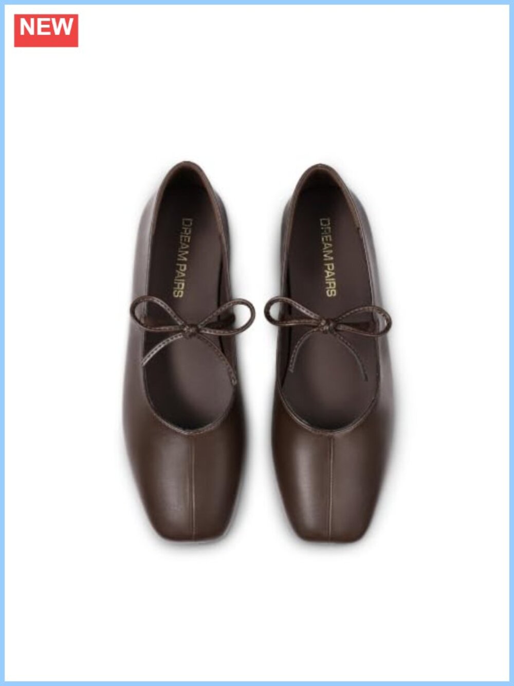 Women's Square Toe Mary Jane Ballet Flats Faux Leather Comfort